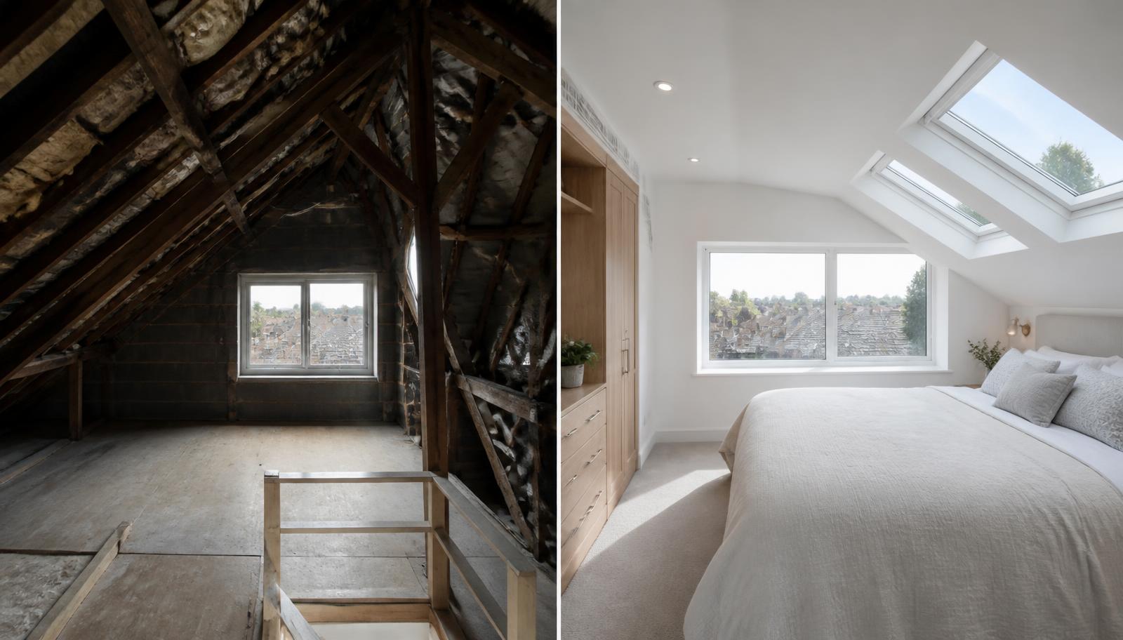 Before and after dormer loft conversion in Walthamstow
